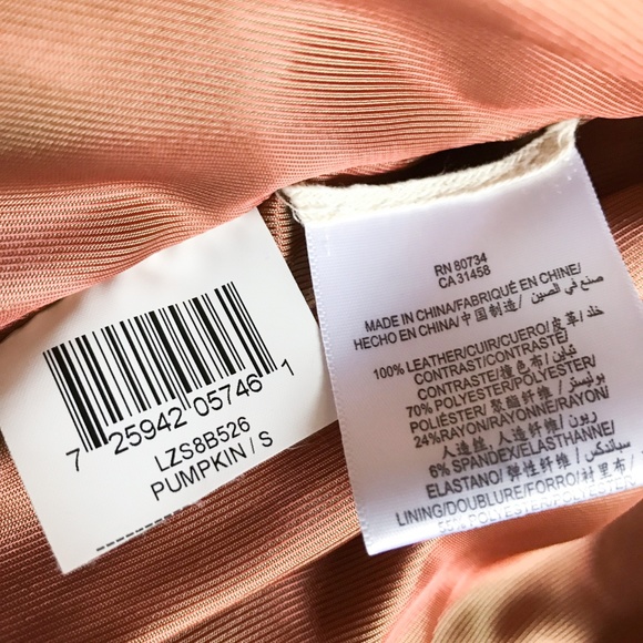 BCBGMAXAZRIA Genuine Leather Moto Jacket Pumpkin - Picture 3 of 8